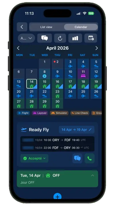 Una oferta Ready Fly aceptada en el calendario de programación.
